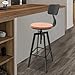 Industrial Bar Stool with Backrest, Adjustable Height, Black Metal Frame with Wood Seat, 25-33 Inch, Swivel Counter Height Chair