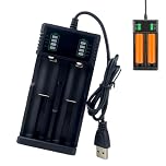 Universal Smart Battery Charger, Dual Bay USB Charger for 18650, 21700, 26650,14500 and Other Li-ion Rechargeable Batteries with LED Indicator