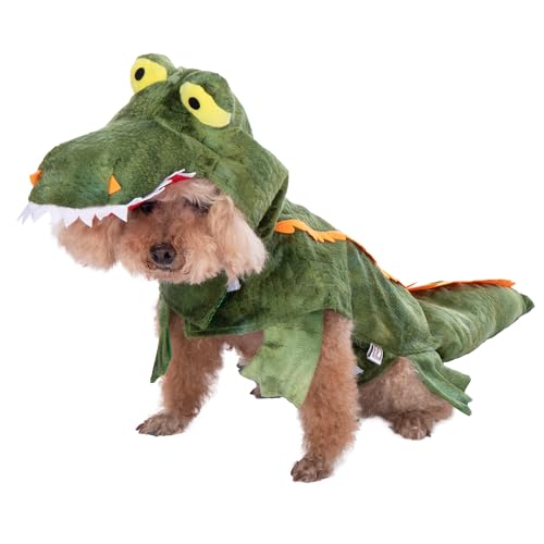 Filhome Dog Crocodile Costume Pet Halloween Christmas Cosplay Costumes Puppy Cat Outfits Hoodie Sweater Clothes for Small Medium Large (S)