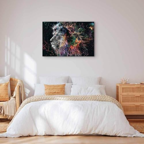 Isolation phonique murale avec ce tableau lion abstrait 120x80 - 5