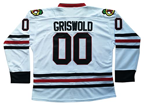 Clark Griswold Jersey #00 X-Mas Christmas Vacation Movie Ice Hockey Jersey Sport Sweater S-XXXL White (S)
