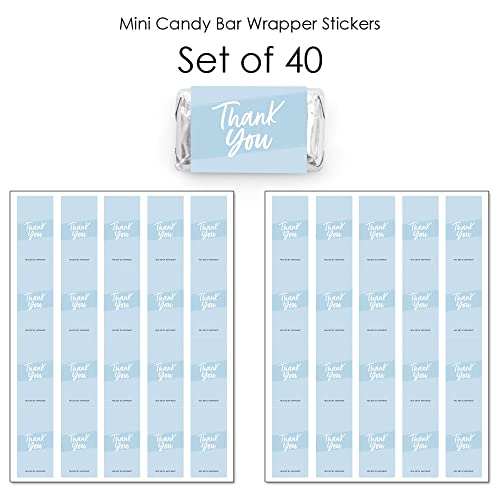 Big Dot Of Happiness Dusty Blue Elegantly Simple - Mini Candy Bar Wrapper Stickers - Guest Party Favors Small Favors - 40 Count #TOP2