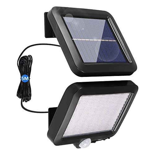 Porcyco Luz solar LED, luz de pared con reflector de seguridad de 56 LED con sensor de movimiento PIR, luz impermeable de anochecer a abajo, luz de pared exterior de panel solar Cover