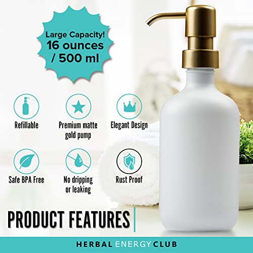 2 Pack Premium Gold Soap Dispenser Multi-Purpose Refillable Plastic Pump Bottles W/ Matte Black Dispenser W/ Stainless Steel Funnel | Kitchen Decor | Bathroom Decor | Hand Sanitizer Dispenser (500Ml) #TOP3