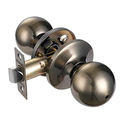 NB_Hardware Contemporary Privacy Lever Door Handle Easy to Open Locking knob Set [for Bedroom or Bathroom] Reversible for Right & Left Sided Doors 5763-AB-SET (4PACK, Bed/Bath) Cover