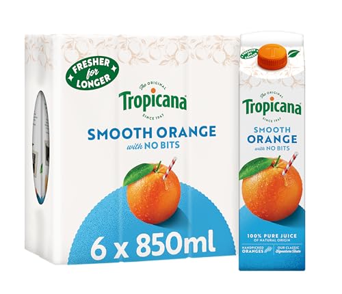 Tropicana Pure Smooth Orange Juice with Bits Long Life 850ml x 6