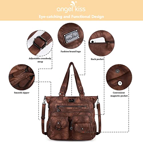 Angelkiss Purses Handbags For Women Pu Tote Satchel Bags For Women Pockets Shoulder Bags… #TOP5
