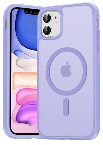 Natiiozie Magnetica Cover per iPhone 11 Compatibile con MagSafe Custodia Traslucida Opaca Posteriore, Antiurto Anti-impronta Resistente ai Graffi Protettiva Case viola chiaro