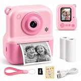 Dusefogo Kinderkamera mit Sofortdruck – 2.4 Zoll Sofortbildkamera Kinder, HD 1080P, inkl. 32GB Karte & Druckpapier, kinderkamera sofortbildkamera, Geschenk für Mädchen & Jungen, Rosa (3-12 Jahre)