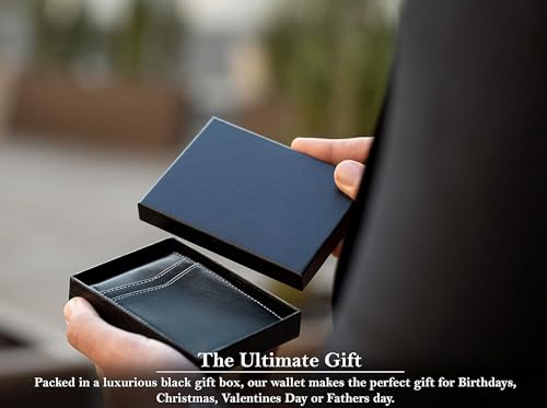 Image of Contacts Genuine Leather Money Clip Wallet Slim Front Pocket RFID Blocking Card Holder Minimalist Mini Bifold for Men's | Up to 11 Card Slots Including 1 ID Window & 1 Bill Compartment (Blue)