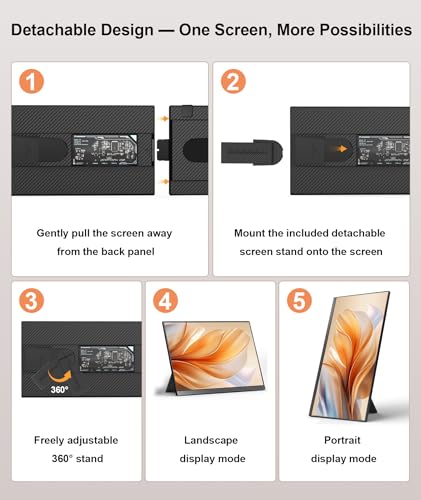 Image of 15.6 inch Laptop Screen Extender, Ultra-Slim FHD 1080P Portable Monitor, Detachable Dual Monitor Travel & Remote Work, Plug and Play for 13 inch-17.3 inch Laptops, for Windows /Mac /Android /Chrome
