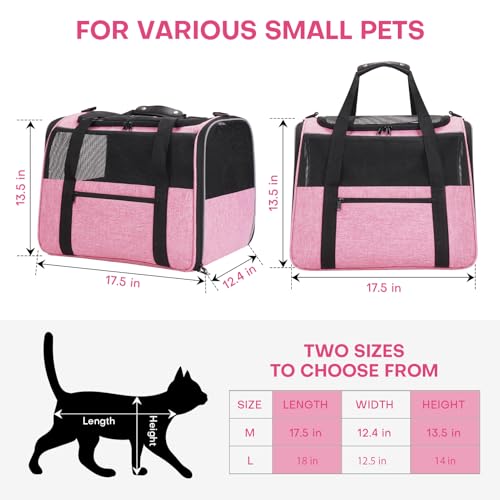 Image of JUNGYOUN Premium Cat Carrier - Pet Carrier for Cat & Small Dogs up to 15lbs - Airline Approved Travel Dog Carrier with Anti-Escape Zippers, Collapsible Travel Bowl & Padded Strap