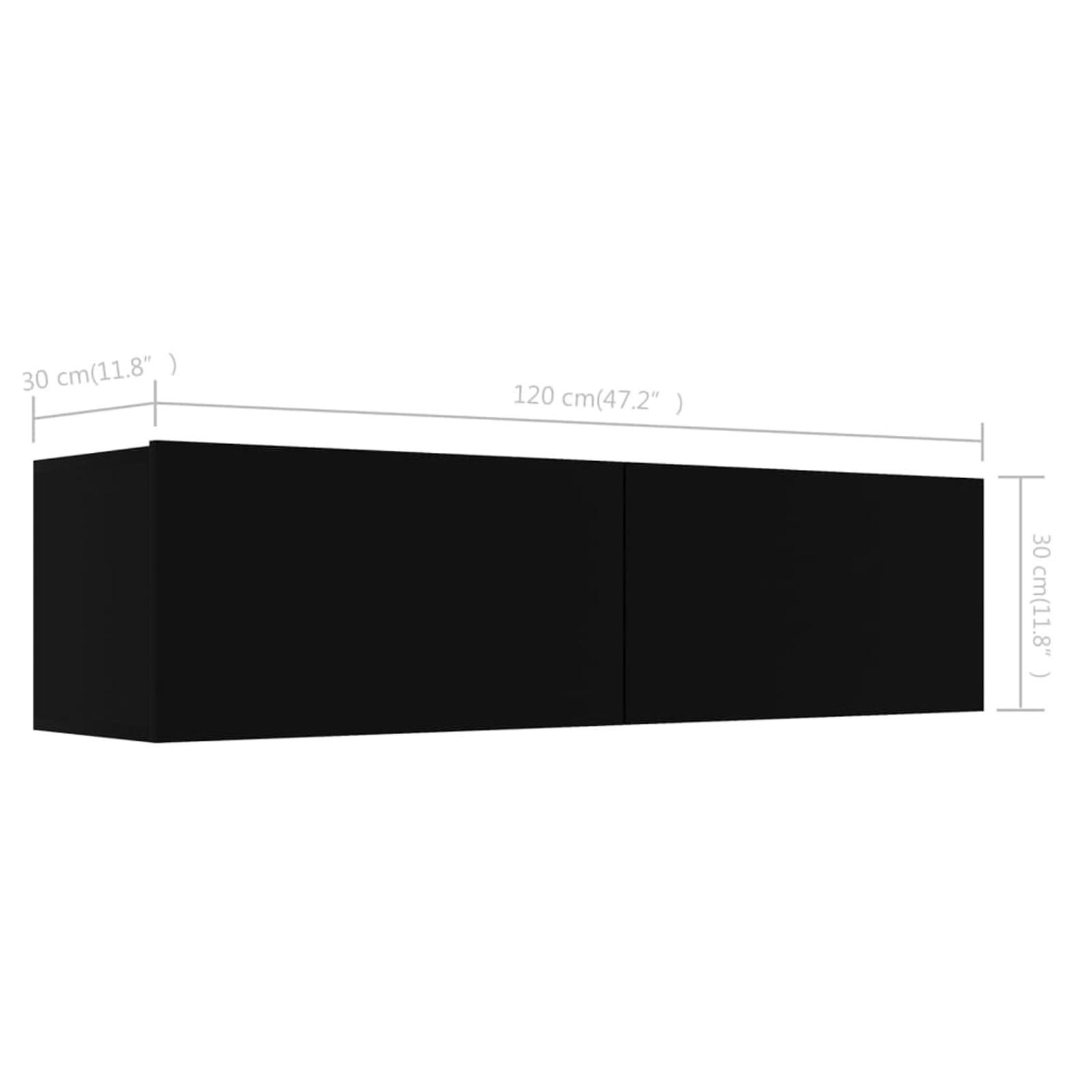 Rantry TV Schrank Schwarz 120x30x30cm Holzwerkstoff Entertainment Center Schrank TV Ständer HiFi-Schrank Stereoschrank TV-Einheit Wohnzimmer Möbel Home Indoor Storage Chest