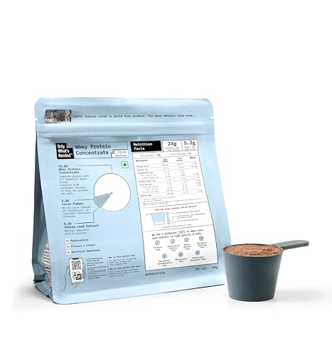Image of ONLY WHAT'S NEEDED By Food Pharmer | OWN Cocoa Edition | Whey Protein Concentrate 500gm | 24g Protein per Scoop | No Added Sugar | No Added Flavours | No Artificial Sweeteners | Lab Tested | 15 Servings