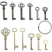 Skeleton Key Set,Universal Skeleton Replacement Keys, Vintage Keys Kit for Antique Dresser, Chinese Cabinet, Antique Furniture and Old Style Cabinets or Doors 12 pcs