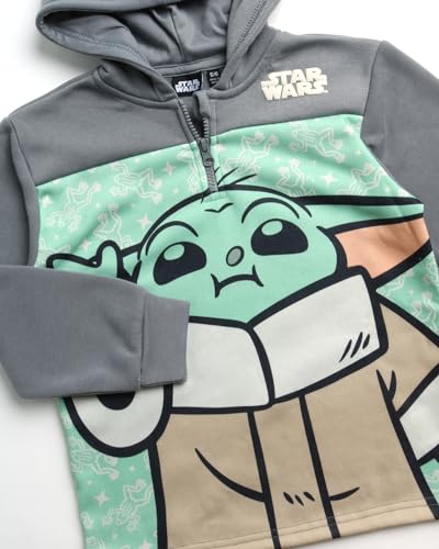 STAR WARS Boys' Sweatshirt - Mandalorian Grogu Quarter Zip Fleece Pullover Graphic Hoodie Sweatshirt for Boys (Sizes: 2T-7)4