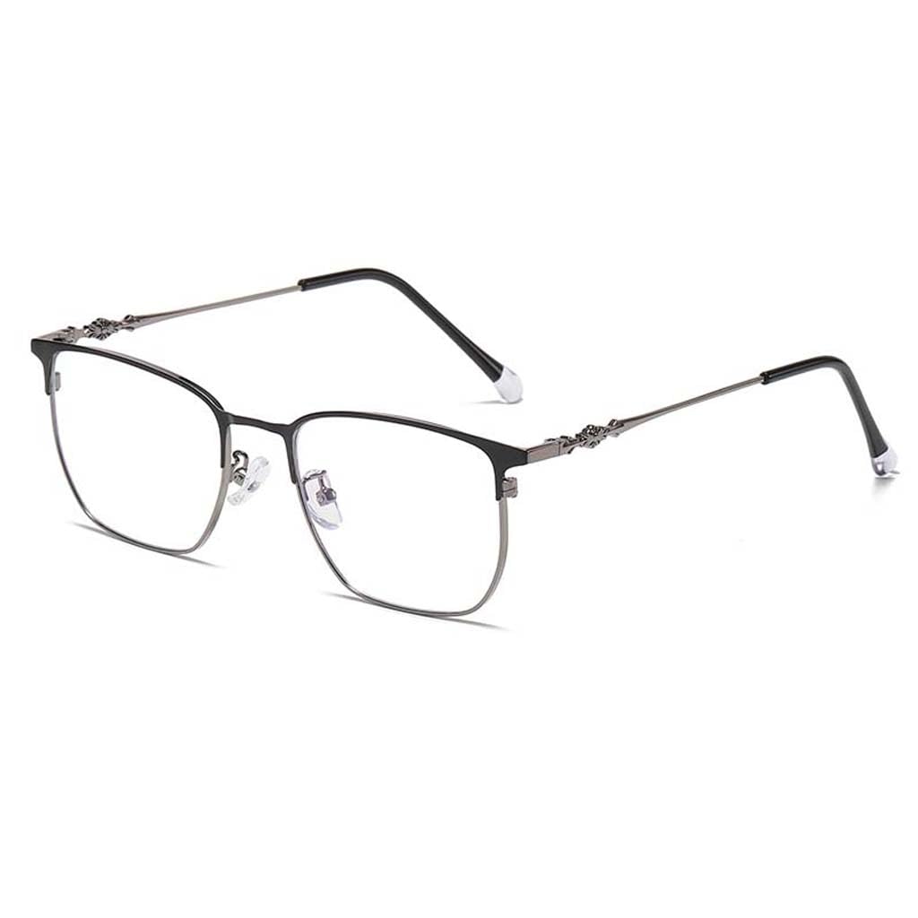 WZX Occhiali da Lettura con Montatura Grande da Uomo Occhiali da Lettura Anti-Luce Blu Lettore di Occhiali ottici rettangolari in Metallo Semi Senza Cornice con Cerniere a Molla