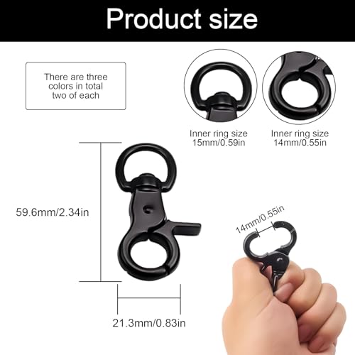 SRJQXH Karabiner Hundeleine 6 stücke Wirbelkarabiner, 60mm Zinklegierung Karabiner, mit Drehgelenk für Paracord-Flechtungen, Hundeleinen, Schlüsselanhänger, Bolzenkarabiner