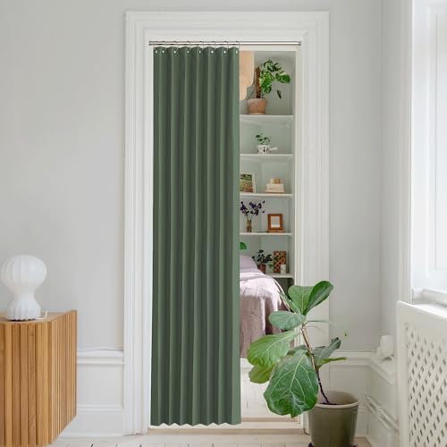 NICETOWN Dark Mallard Blackout Curtains 80 Inches Long for Closet Door