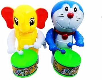 Key-Operated Cute Drummer Toy with Drumming and Dancing Action for Kids Baby Rattle Toys Set Toddler Kids. Birthday Gift, Birthday Return Gift (ELEPH-DORE-05)