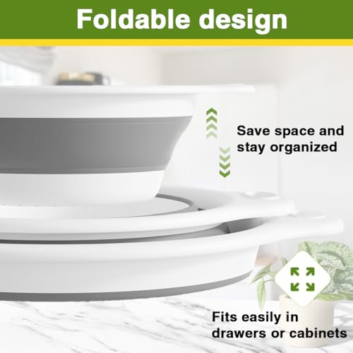 Image of Supvox 3Pcs Collapsible Colanders 3 Quart /4 Quart /5 Quart Stackable Folding Silicone Mesh Strainers Food-Grade Kitchen Food Strainers Colanders with Ears