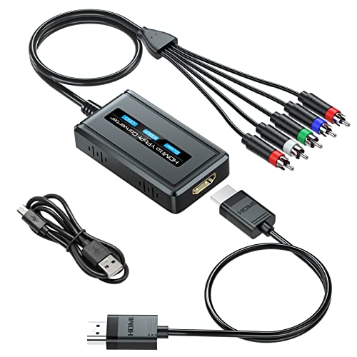 PARUIEN 1080P HDMI auf Component Konverter mit Skalierungs Funktion, HDMI auf RGB YPbPr Scaler Adapter, HDMI zu Component YPbPr + R/L Audio Konverter, HDMI auf Komponente Adapter