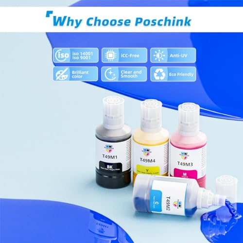 F570 Sublimation Ink, T49M Sublimation Ink Refill Bottles for EPSON SureColor SC F570 F170 Dye Sub Printers - Black, Cyan, Magenta, Yellow - 140ml/bottle