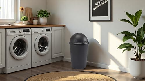 50L 50 Litre Anthracite Black Kitchen Bullet Bin with Roll Open Lid 73cm (H) x 37cm (W) - Image 2