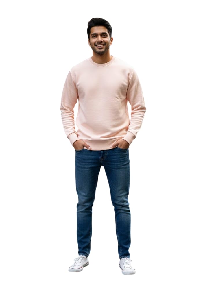 The Bear Men’s Solid Sweatshirt | Premium Cotton Winter Wear | Soft Premium Cotton Fabric | Classic Pullover with Ribbed Cuffs & Hem | Casual Regular Fit-image-37