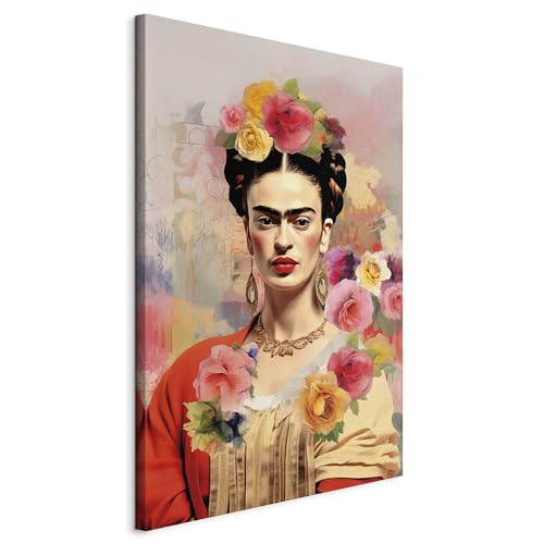 murando - Cuadro en Lienzo Frida Kahlo 40x60 cm 1 pieza - Impresión en material tejido no tejido cuadros decoracion salon modernos lienzos - Reproducción Retrato Mujer Colorido h-H-10057-b-a