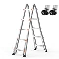 VEVOR Telescoping Ladder A Frame, 20 FT Compact Aluminum Extension Ladder, Multi-Function Portable Collapsible RV, Telescopic for Homework Stairs Indoor Outdoor Roof, 330lb Load