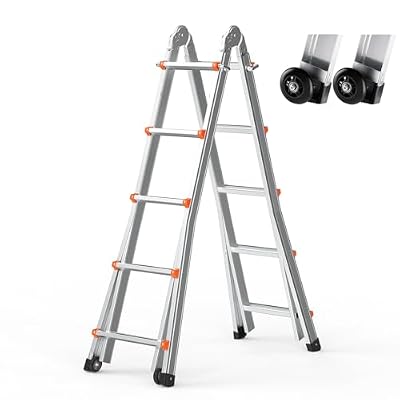 VEVOR Telescoping Ladder A Frame, 20 FT Compact Aluminum Extension Ladder, Multi-Function Portable Collapsible RV, Telescopic for Homework Stairs Indoor Outdoor Roof, 330lb Load