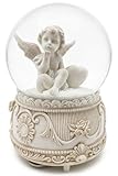 Angelic Schneekugel mit Musik, 100 mm, batteriebetrieben mit aufwendiger Engelfigur, benötigt 3 AAA-Batterien (nicht im Lieferumfang enthalten) (Design A)