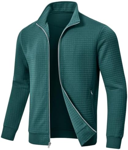 Huayuzh Jacke Herren übergangsjacke Winter Karierten Jacquard Alltag Freizeit Leicht Jacken mit Reißverschlusstasche