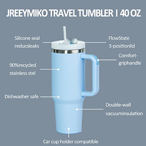 Image of 40 oz Tumbler With Handle and Straw Lid,Simpl Moder Double Wall Vacuum Sealed Stainless Steel Insulated Tumblers,Travel Mug for Hot and Cold Beverages,Thermos Travel(Sakura flower)