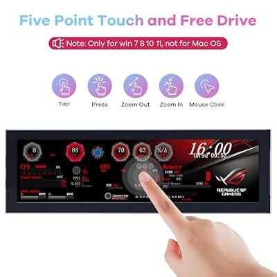 Hosyond 8.8 Inch Touchscreen Computer Secondary Screen 1920x480 FHD IPS LCD Display for PC Case AIDA64 CPU GPU Temperature Monitor, for Raspberry Pi