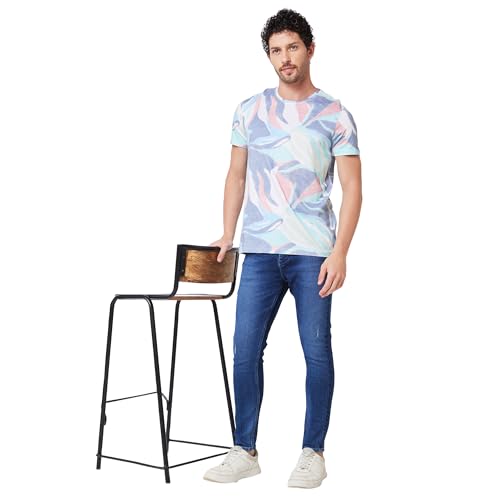 Image of Spykar Men's Slim Fit Round Neck Half Sleeve Printed Casual T-Shirt