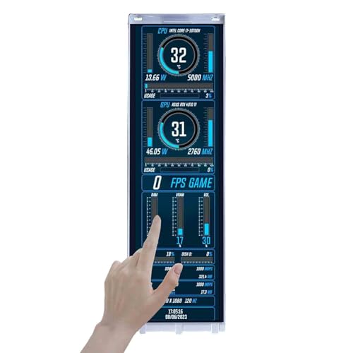 VSDISPLAY 14.5 Inch 2K Touch Screen Monitor 2560x720 for Y70 PC Computer Case Building CPU/GPU Temperature Monitoring IPS LCD Display Supports/USB C Input,White Frame