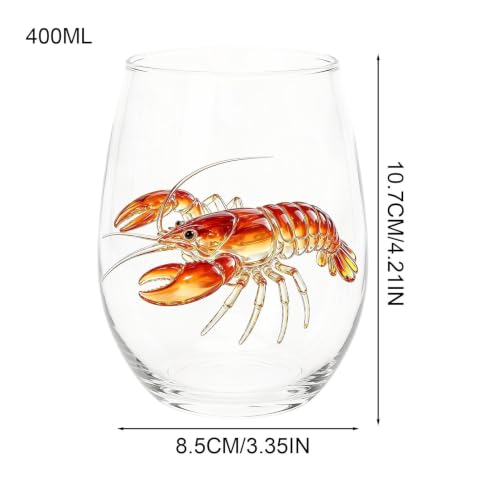 Copas de vino tinto sin tallo de 400 ml con tematica marina para hogar 7