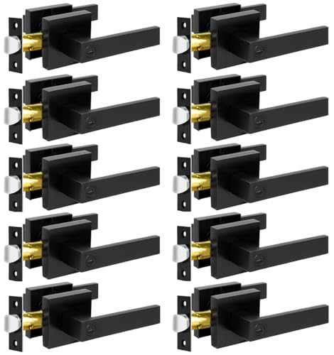 KAMOTA Privacy Door Levers 10 Pack Matte Black Door Handles Bed and Bath Door Locks Interior Keyless Locksets Left and Right Hand Reversible