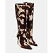 DOEYG Brown Cow Print Knee High Boots for Women Animal Pointed Toe Heeled Stiletto Boots Dressy Fashion Tall Boot with Side Zipper Size 9