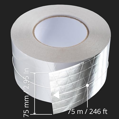 Image of 2-Pack 3 inch Inch x 164 Ft / 55 Yards Long Aluminum Foil Tape with Mesh - Strong Metal Insulation Adhesive Heavy Duty Ductwork Tape - Waterproof High /Low Temperature HVAC Vent Hose Dryer Leak Repair Tape