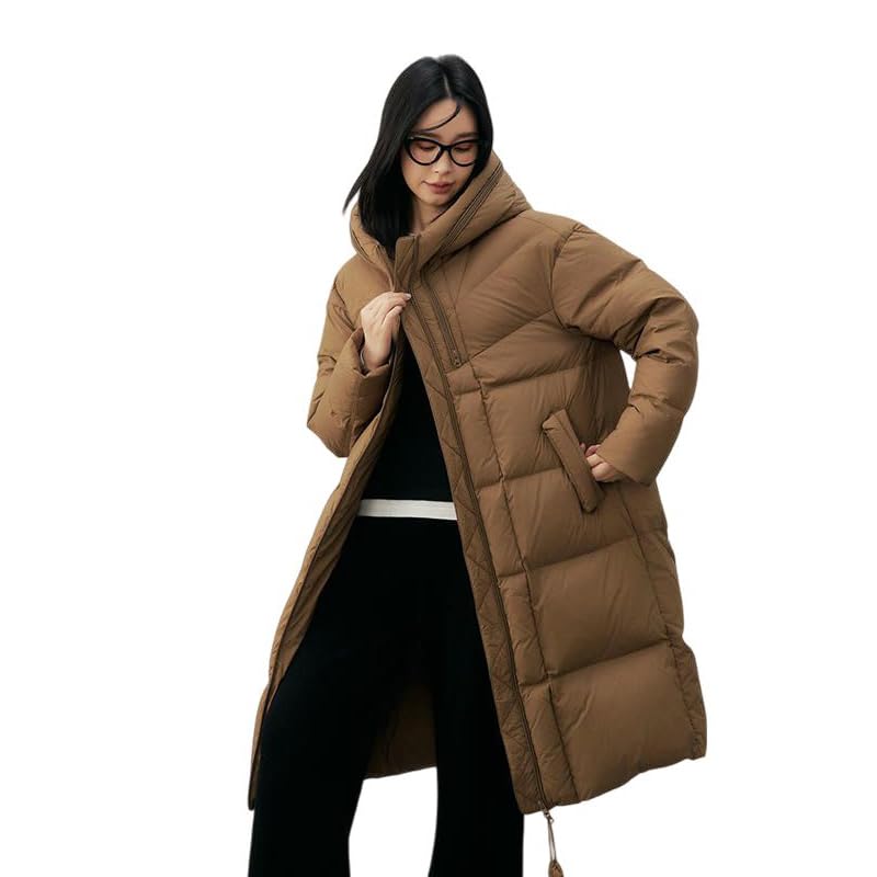 Doudoune mi-longue d'hiver pour femme parka chaude à capuche ajustable