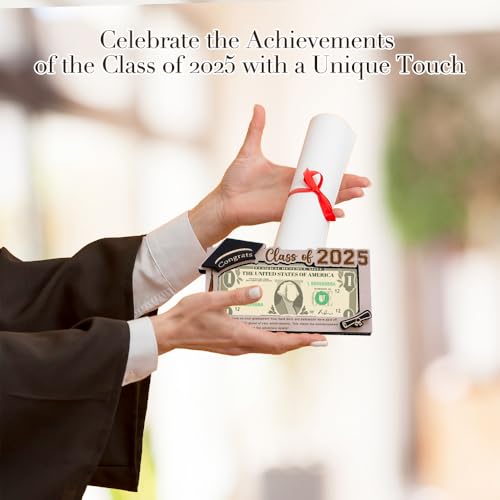 2025 Graduation Money Holder for Senior College University Graduates - Wooden Cash Gift Box for Graduation Gifts 2025（Cash Clip） (Black)2
