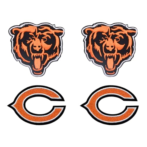 4 Pcs Cool Rugby Sports Embroidery Patches Football Fans Embroidered Badges Team Logo Patch for Sew On/Iron On Fabric Stickers Applique for Clothes Backpacks Hat Jeans Sportswear Orange Bear