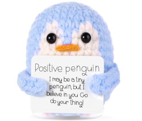 Sitbfoam Regalo Pinguino Positivo, Mini Regali Pinguini da 6,6 cm con Biglietto, Regalo Filo della Pazienza, Regali di Incoraggiamento per Fidanzata (Pinguino-Blu)