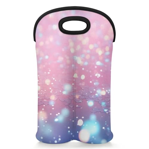GzLeyigou 2 Bottles Sky Wine Bag Sleeve Totes Starry Sky Neoprene Protective Wine Carrier Bag for Wine,Water, Champagne, Beer, Baby Bottles,Gift 14.5 x 10 Inches