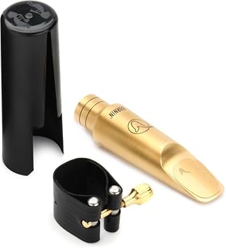 BetterSax Burnin Metal Tenor Saxophone Mouthpiece - Professional Metal Mouthpiece with 8*, .115" Tip Opening, Perfect for Jazz, Funk, Fusion, and Contemporary Styles - Matte Gold-Plated Finish.
