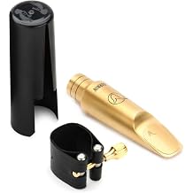 BetterSax Burnin Metal Tenor Saxophone Mouthpiece - Professional Metal Mouthpiece with 8*, .115" Tip Opening, Perfect for Jazz, Funk, Fusion, and Contemporary Styles - Matte Gold-Plated Finish.