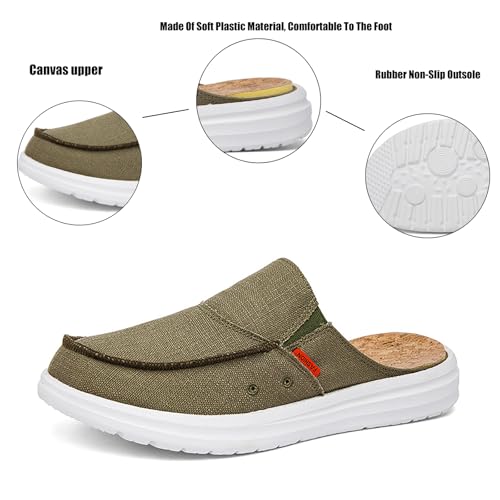 Men's Canvas Round Toe Platform Mules Casual Breathable Backless Slip Onsoft Lightweight Loafers Summer Outdoor Comfort Non-Slip Walking Driving Shoes4